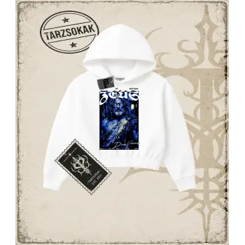 ZEUS Kadın Crop Kapşonlu Sweatshirt
