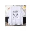 Beyaz Бесие Cat kedi baskılı senaryo komik grafik baskı -gömlek