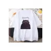 Beyaz Şişman kedi Kawaii leri бесие Russian rus komut grafik Tee-gömlek sevimli baskı Tees Ro