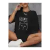 Siyah Rus senaryo бесие Prints baskılar Tees gevşek sı