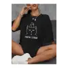 Siyah Rus senaryo бесие Prints baskılar Tees gevşek sı