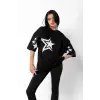 816 Stars Baskılı Oversize Unisex Siyah