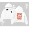 Always Chillin Kedi Arka Baskılı Kapşonlu Crop Sweatshirt