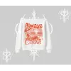 Always Chillin Kedi Arka Baskılı Kayık Yaka Sweatshirt