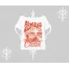 Always Chillin Kedi Arka Baskılı Kayık Yaka Tshirt