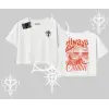 Always Chillin Kedi Arka Baskılı Oversize Crop Tshirt