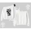 Am Hungry Kedi Baskılı Kayık Yaka Sweatshirt