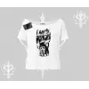 Am Hungry Kedi Baskılı Kayık Yaka Tshirt