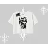 Am Hungry Kedi Baskılı Oversize Crop Tshirt