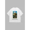 Art Is Supplication Siluet Baskılı Oversize Unisex Beyaz