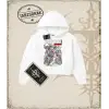 Attack On Titan Anime Baskılı Kadın Crop Kapşonlu Sweatshirt