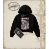 Attack On Titan Anime Baskılı Kadın Crop Kapşonlu Sweatshirt