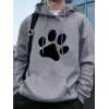 Basit Taban Desen Baskılı Erkek Sweatshirtleri Kışlık Bol Kapüşonlu Üstler Spor Cepli Polar S