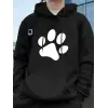 Basit Taban Desen Baskılı Erkek Sweatshirtleri Kışlık Bol Kapüşonlu Üstler Spor Cepli Polar S