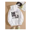 BE TRUE Renkli Oversize Kapüşonlu Sweatshirt Beyaz