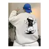 BEAR Oversize Bisiklet Yaka Pamuklu Sweatshirt Beyaz