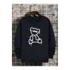 Bear Print Lined Sweatshirt Lacivert