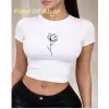 Beyaz Babby Tee minimal gül Özel tasarım