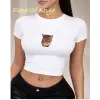 Beyaz Babby Tee tatlı kızgın kedi Özel tasarım