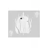 Beyaz Biskilet Yaka Sweatshirt Özel logolu