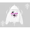 Beyaz Crop Kapşonlu Sweatshirt Autumn Spider