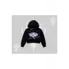 Beyaz Crop Kapşonlu Sweatshirt Sp55der