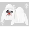 Beyaz Crop Kapşonlu Sweatshirt Spider Undercover
