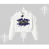 Beyaz Crop Yarım Fermuarlı Sweatshirt Sp55der