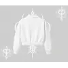 Beyaz Crop Yarım Fermuarlı Sweatshirt Sp55der