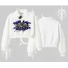 Beyaz Crop Yarım Fermuarlı Sweatshirt Sp55der
