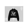 Beyaz Crop Yarım Fermuarlı Sweatshirt Why are u Scared