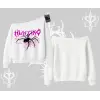 Beyaz Kayık Yaka Sweatshirt Autumn Spider