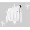 Beyaz Kayık Yaka Sweatshirt Özel logolu