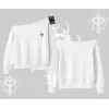 Beyaz Kayık Yaka Sweatshirt Özel logolu
