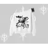 Beyaz Kayık Yaka Sweatshirt Why are u Scared