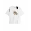 Beyaz Oversize T-shirt şaşkın kedi Özel tasarım