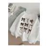 Beyaz Retro Leopar Baskı Yay