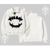 Beyaz Yarım Fermuarlı Sweatshirt Vampir Dış