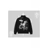 Beyaz Yarım Fermuarlı Sweatshirt Why are u Scared