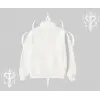 Beyaz Yarım Fermuarlı Sweatshirt Why are u Scared