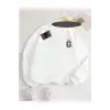 Biskilet Yaka Sweatshirt Beyaz Ğ HARFİ İSME Özel Tasarım