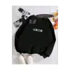 Biskilet Yaka Sweatshirt Siyah 64 Uşak Özel Tasarım Plaka Detaylı
