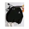 Biskilet Yaka Sweatshirt Siyah A HARFİ İSME Özel Tasarım