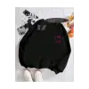 Biskilet Yaka Sweatshirt Siyah LABZA HELLO KİTTY Özel Tasarım