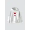Bite My Strawberry Baskılı Oversize Unisex Premium Beyaz