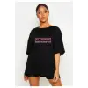 Black Pink Oversize Tişört
