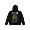 Blessed Siyah Oversize Unisex Kapüşonlu Sweatshirt Hoodie
