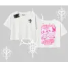 Born to Be a Star Yazılı Sevimli Kedi Arka Baskılı Oversize Crop Tshirt