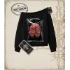 BRAIN HALFTONE Kadın Kayık Yaka Sweatshirt