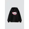 Bunny Baskılı Oversize Unisex Siyah